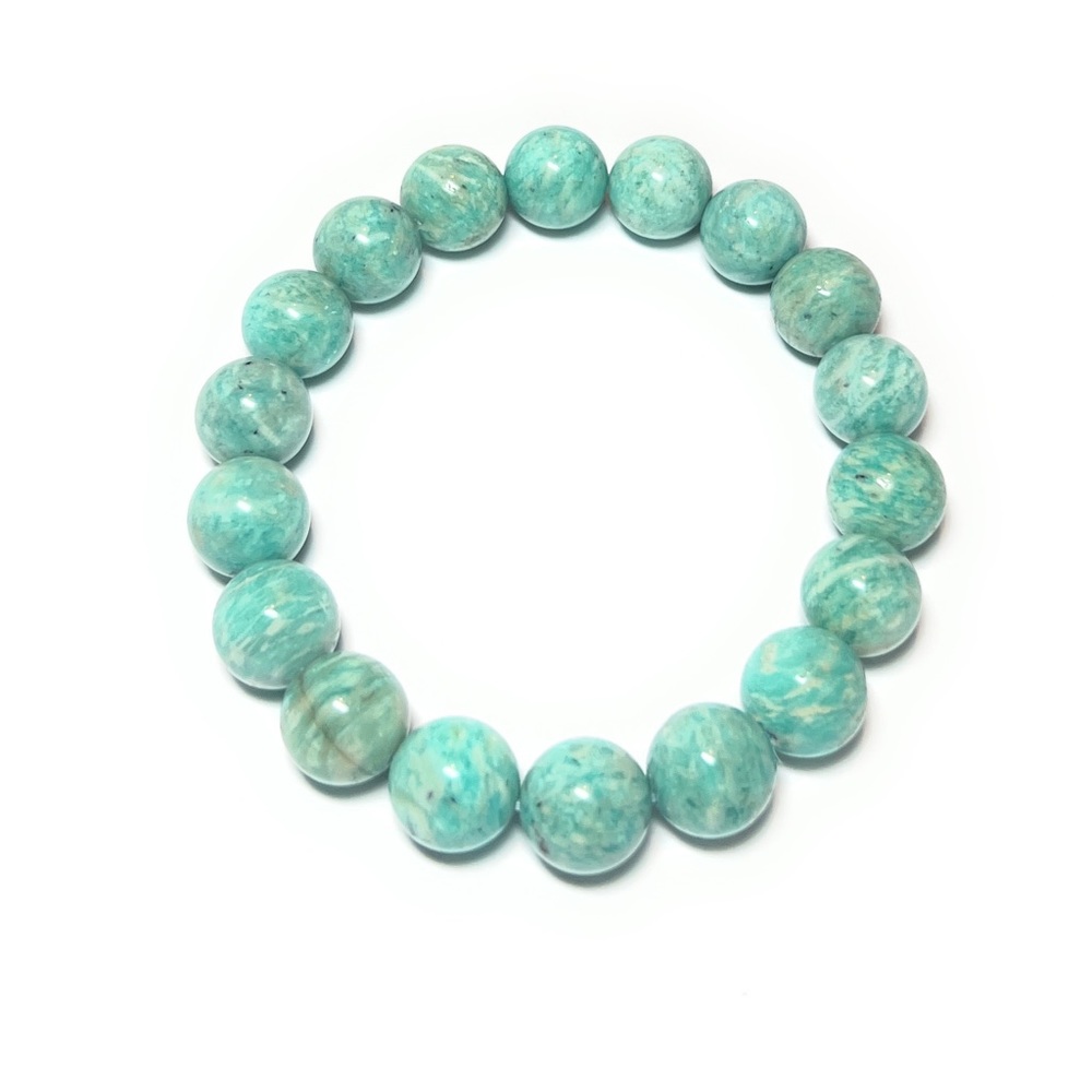 Natural Peruvian Amazonite Bracelet | Genuine Amazonite Gemstone Bead Bracelet - Picture 2 of 2